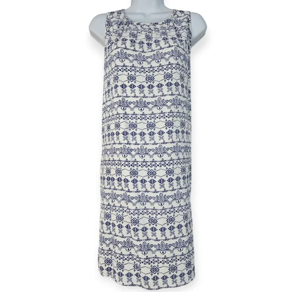 NWOT LOFT blue & white print sheath dress Womens Medium - Picture 2 of 5